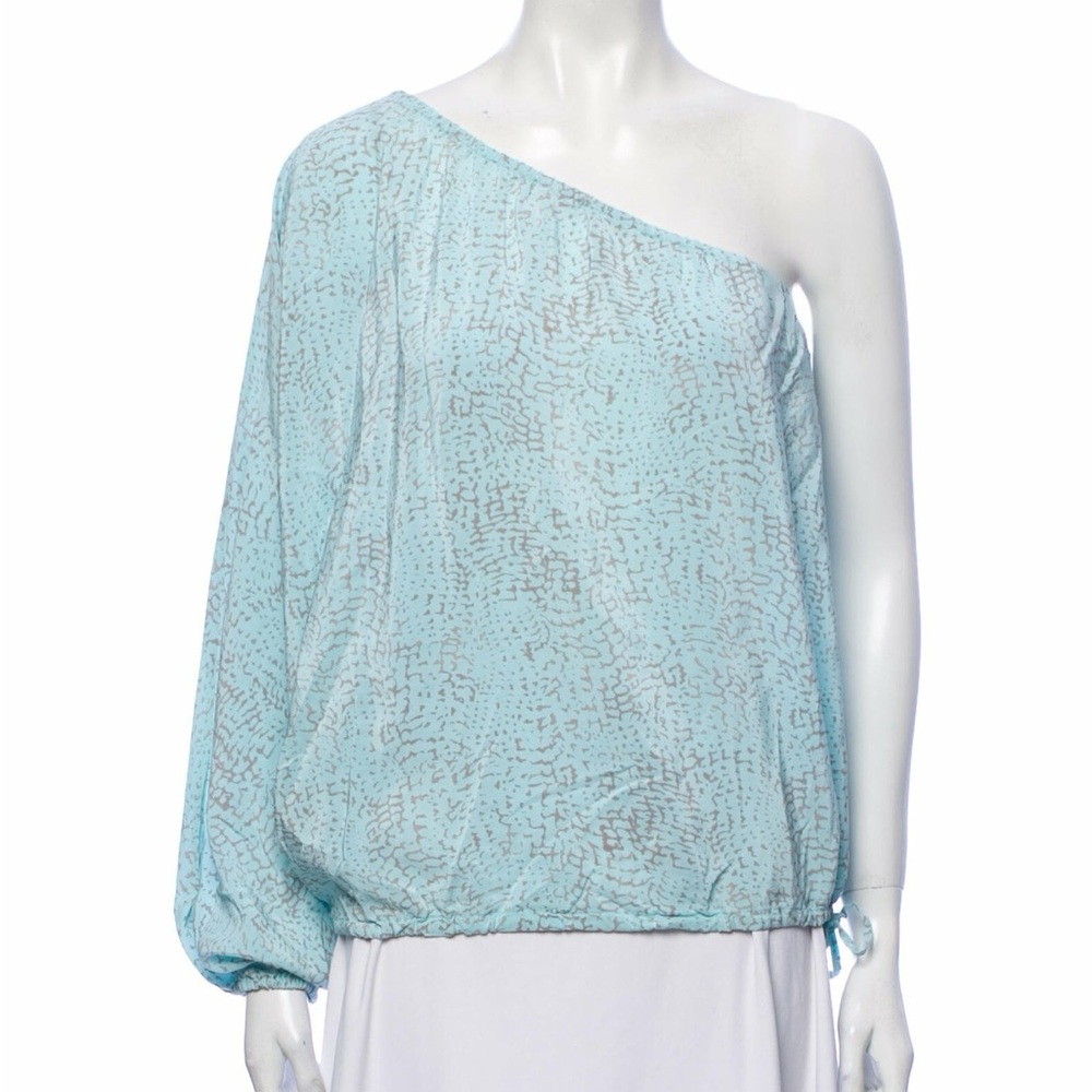 Rachel Zoe One-Shoulder Light Blue Blouse